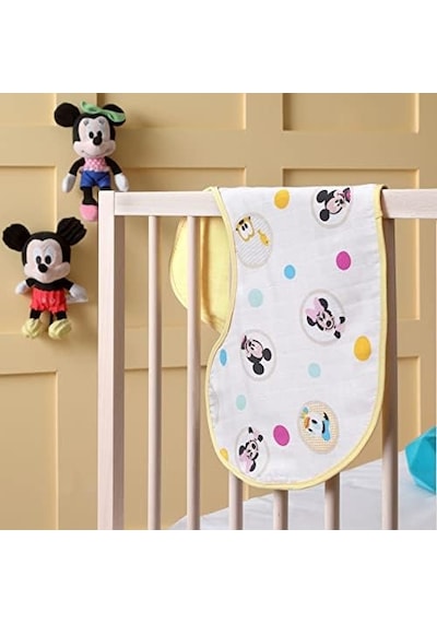 Taç Mickey Lisanslı Karakter Baskılı Pamuk Müslin Bebek Omuz Bezi, Çok Renkli, 20x55 Cm