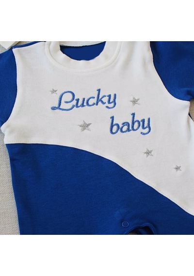 Candar Lucky Baby Es Çizgi Boy Nakışlı Şapkalı Erkek Bebek Tulumu 0-3 Ve 3-6 Ay Lacivert