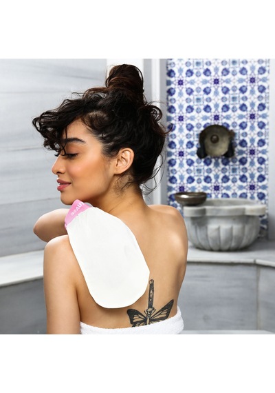 Ekru Banyo Duş Kesesi Peeling Eldiveni %100 Floş Ipek Normal Ciltler Için