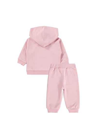 Civil Baby Tavşan Baskılı Kapşonlu Basic 6-18 Ay Takım - Pembe Koyu Pastel Pembe