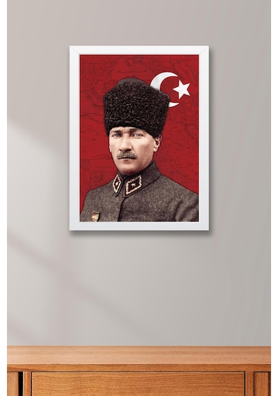 Mustafa Kemal Atatürk Çerçeveli Tablo - Osmanlı Subay Üniformalı