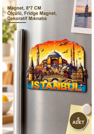 5 Adet İstanbul Temalı Silikon Buzdolabı Süsü Magnet, 8 7 Cm Ölçülü, Fridge Magnet, Dekoratif Mıknatıs