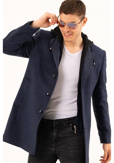 Plt8376 Dewberry Erkek Palto-Desenli Lacivert-Desenli Lacivert