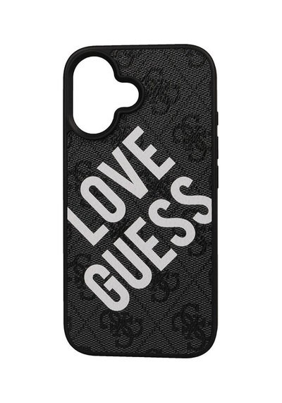 Apple iPhone 16 Uyumlu Kılıf Guess Lisanslı 4g Desenli Big Love Kapak Siyah