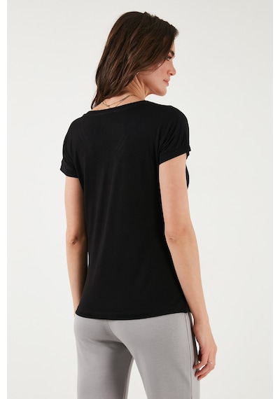 Lela V Yaka Relaxed Fit Yırtmaç Detaylı 2'Li Paket Bayan Bluz 5862000S2 Siyah-Saks