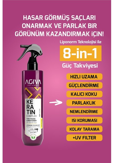 Çift Fazlı Keratinli Isı Koruyucu Ve Onarıcı Fön Suyu