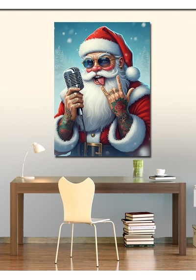 Kanvas Tablo Şarkı Söyleyen Noel Baba 50cmx70cm