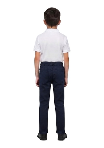 Erdem Kıds Unisex Erkek Kız Çocuk Beli Lastikli Boru Paça Kanvas Keten Lacivert Okul Pantolonu Lacivert Lacivert