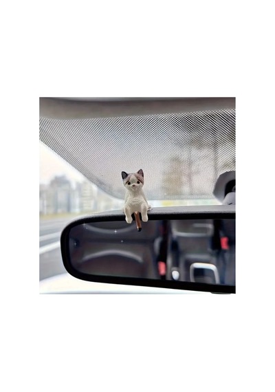 Mini Kedi Takımı - 4 Lü Araç İçi Torpido Dekor Seti Aksesuar Çift Taraflı Bantlı