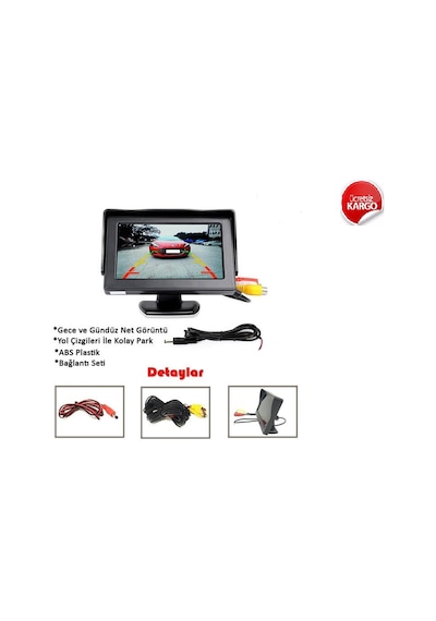 Kameralı Park Sensörü Geniş Ekran 4.3" Düz Ekran
