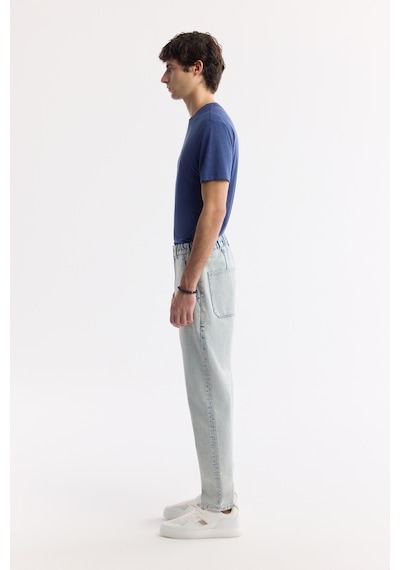 Avva Erkek Mavi Klasik Bel %100 Pamuk Eskitme Yıkamalı Oslo Carrot Fit Jean Pantolon A51y3550