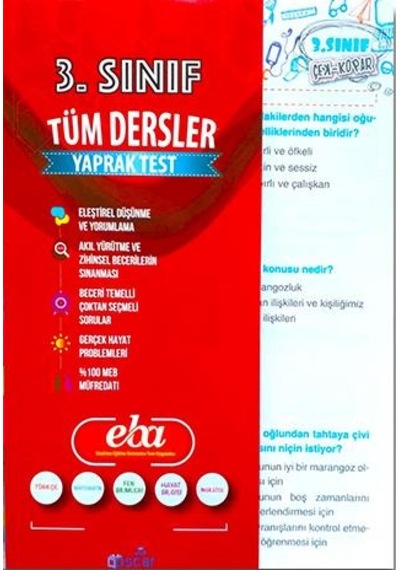 3.sınıf Tüm Dersler Çek Kopart Yaprak Test - Tatil Kitabı Tekrar Seti