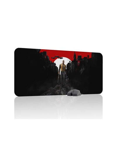 Wolfenstein Kaymaz Dikişli Kauçuk Oyuncu Mousepad V2 - 90x40 Xxl Gaming Mouse Pad Fare Altlığı