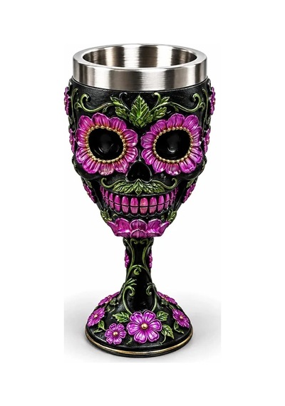 Day Of The Dead Şeker Kuru Kafa Tasarımlı 3d Çelik Kadeh Bardak Çok Renkli