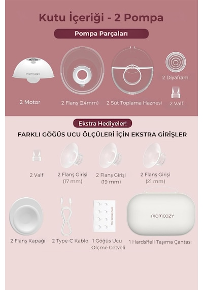 Momcozy M5 Kablosuz Göğüs Pompası (Çiftli)
