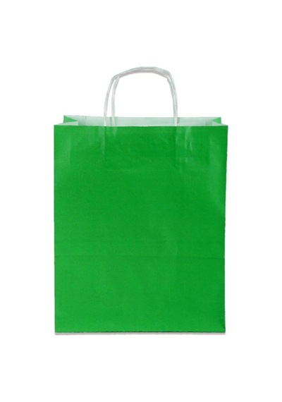 Kraft Yeşil Çanta 25X12X31 25 Adet (Kağıt Poşet Çanta