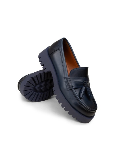 Deery Kadın Hakiki Deri Lacivert Püsküllü Loafer - 02035zlcvc03