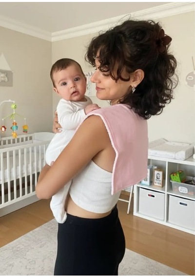 Joyous Mom & Kids Çift Taraflı Muslin Omuz Bezi Pembe-beyaz 10'li Paket