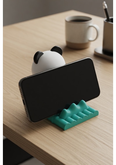 Panda Figürlü Telefon Standı Masaüstü Şık lik Telefon Tutucu Uyumlu Dekoratif