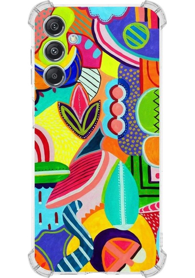 Samsung Galaxy M34 İle Uyumlu Retro Color 6 Baskılı Şeffaf Köşe Korumalı Antişok Kılıf