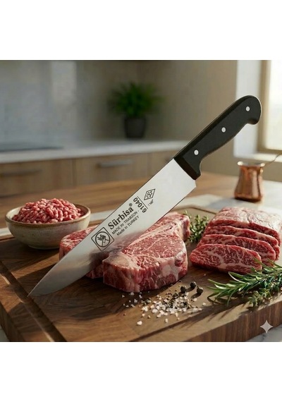 Sürmene Kasap Bıçağı Pimli Sap 28 Cm Kelle Kuşbaşı Kesim Kemik Sıyırma Doğrama Bıçağı Sürbisa 61040