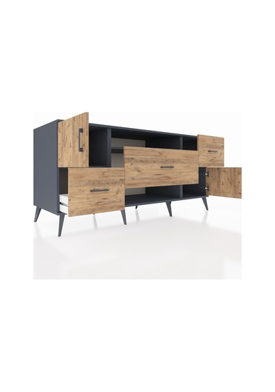 Kronos Konsol 2 Raflı 3 Çekmeceli 2 Kapaklı 176x59x83 Antrasit-çam/çam Çam/çam Kronos Konsol 2 Raflı 3 Çekmeceli 2 Kapaklı 176x59x83 Antrasit-çam/çam Çam/çam