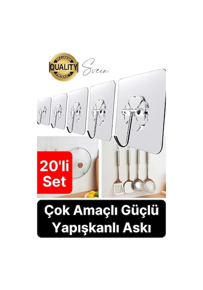 Özel Üretim 20 Adet Kendinden Yapışkanlı Askı Şeffaf Güçlü Anahtar Kapı Duvar Metal Kanca Çok Amaçlı Çok Renkli