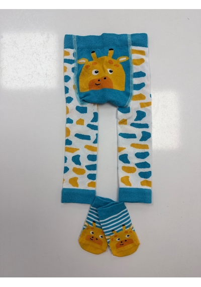Bebek Pijama Tayt Çorap Açık Mavi - Beyaz