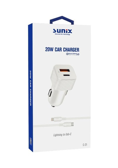 Sunix 20w Qualcomm 3.0 Usb-c Lightning Araç Şarj Seti C-21