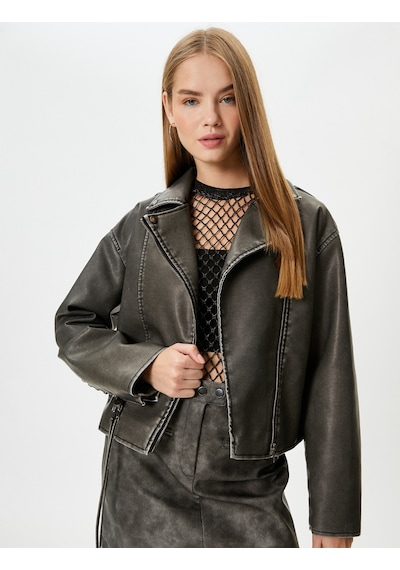 Koton Biker Ceket Eskitilmiş Suni Deri Bağlama Detaylı Kruvaze Ters Yaka Antrasit 4sal20008ıw Antrasit Koton Biker Ceket Eskitilmiş Suni Deri Bağlama Detaylı Kruvaze Ters Yaka Antrasit 4sal20008ıw Antrasit