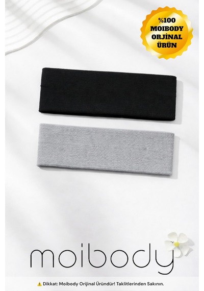 2li Örme Saç Bandı Seti Orlon Kumaş Siyah Gri Spor Günlük Şık Headband 2lisiyahgri 2lisiyahgri