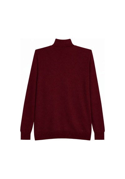 Tudors Slim Fit Tam Boğazlı Yaka Düz Yün Bordo Erkek Triko Kazak-39416 Bordo