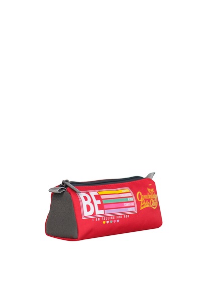 Kırmızı Be Happy Tek Bölmeli Unisex Kalemlik