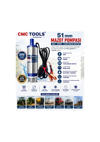 Cmc Alüminyum Gövde Büyük Mazot Aktarım Pompası 24 Volt-51 Mm