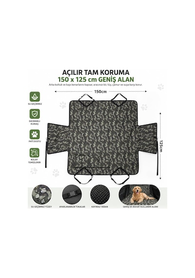 Ayrex Köpek Araba Koltuk Örtüsü Kedi Hamak Su/sıvı Geçirmez Araç Oto Seyahat Evcil Hayvan Koltuk Koruyucu Kılı