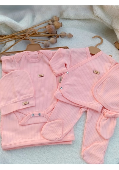 Bilge Trend Kız Bebek Pembe Natural 7 Parça Hastane Çıkışı Zıbın Seti Pambe