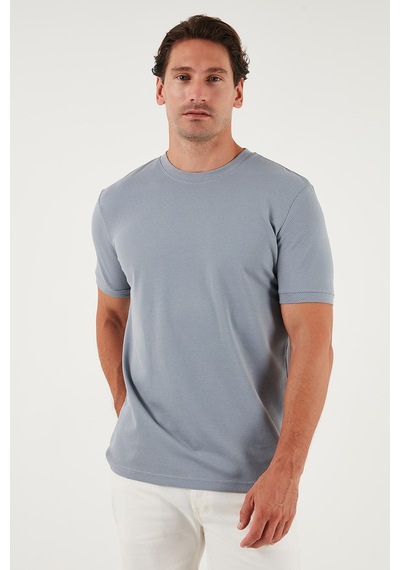 Buratti Streç Pamuklu Slim Fit Sıfır Yaka Erkek T Shirt 5902639 Açık Gri