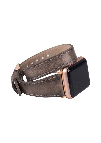 Apple Uyumlu Watch Deri Kordon 42-44-45mm Slim Dt V23ef Gri