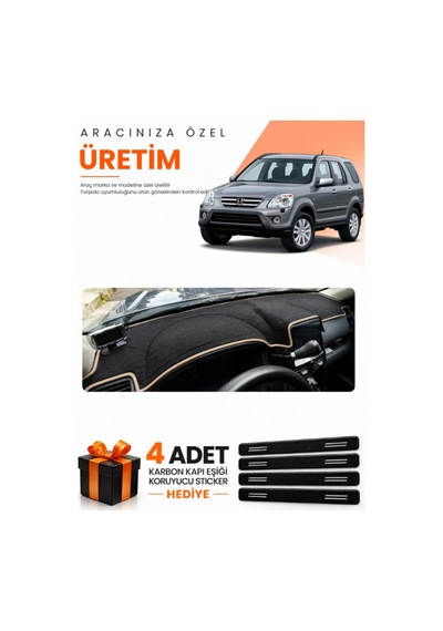 Honda Cr-v 2000-2006 Uyumlu Torpido Koruma Örtüsü Oto Kılıfı - Siyah Bej