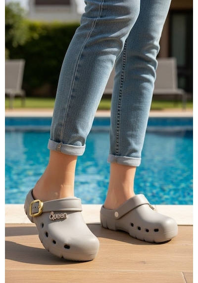 Calx Kadın Önü Kapalı Sabo Terlik Tokalı Rahat Günlük Crocs Tarzı Hafif Taban Terlik Bnt215 Camel