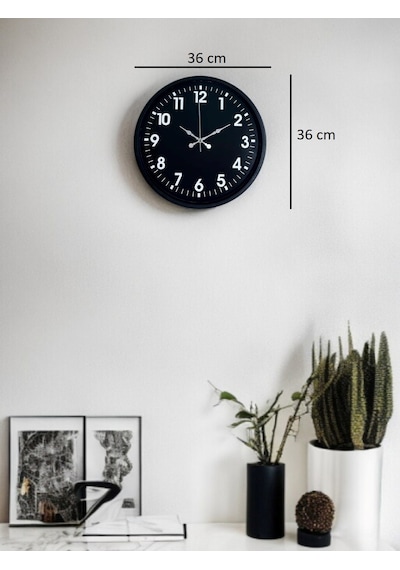 36 Cm Siyah Modern Duvar Saati Çok Renkli 50628524