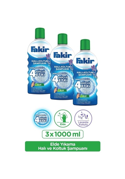 Fakir Elde Lavanta Teknolojili Halı Ve Koltuk Şampuanı 1000ml X 3 Adet 3'lü Set