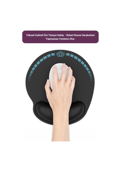 Bilek Destekli Mousepad Ergonomik Tasarım, Ofis Ve Oyun İçin Siyah