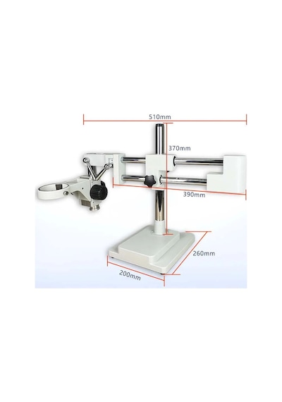 Szm Mikroskop Standı Çift Kollu Hareketli Bom Stand- Beyaz Ø76mm Tutucu / 380mm Sütun