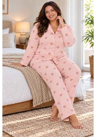 Seboteks Milan Kumaş Önden Düğmeli Uzun Kollu Büyük Beden Kadın Pijama Takımı 3497 Somon Seboteks Milan Kumaş Önden Düğmeli Uzun Kollu Büyük Beden Kadın Pijama Takımı 3497 Somon