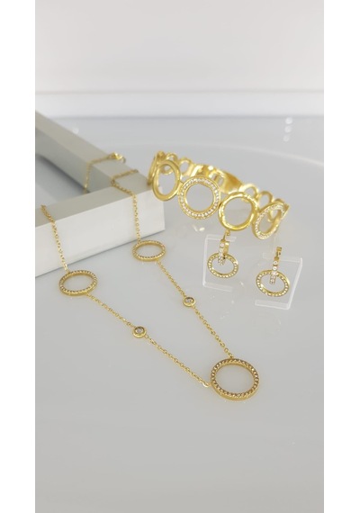 Aura Steel Gold Çelik Takı Seti Gümüş - Rose Gold
