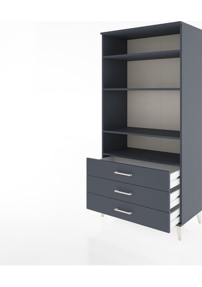 Hyperion Dolap Tek Raflı 7 Çekmeceli 88x44x182 Antrasit-antrasit Antrasit