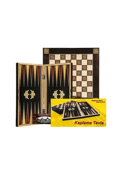 Eser Tavla Kaliteli Ahşap Sedef Kaplama Tavla - Dama 43,5 X 44,5 Cm Orta Boy Tavla