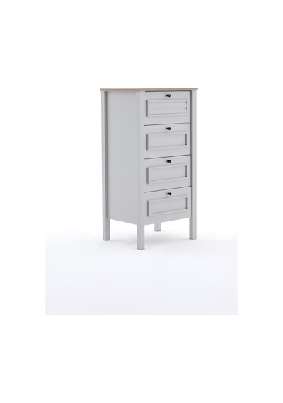 Taiga 4 Çekmeceli Şifonyer 52x103x41 Cm Buz Gri Country Tasarım Beyaz