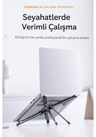 3'ü 1 Arada Magsafe Uyumlu Alüminyum Stand - Selfie Çubuğu, Telefon, Tablet Ve Laptop Tutucu Krom